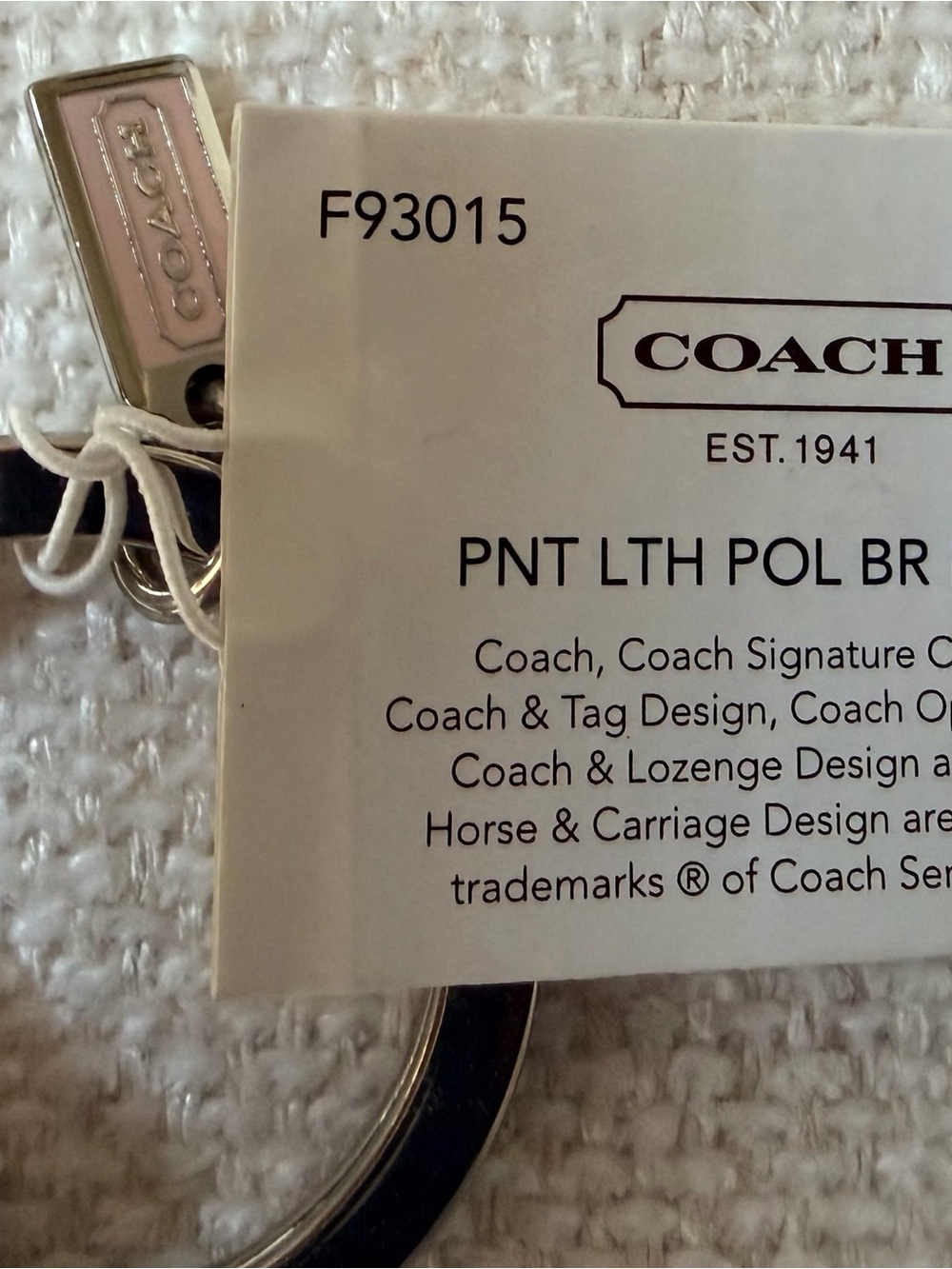 NWT Vintage Coach Polar Bear Patent Leather Key Ring - Picture 2 of 4